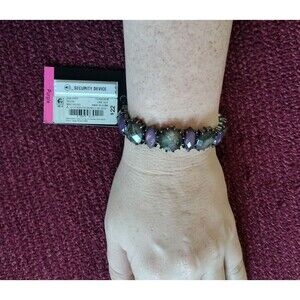 Mixit Stretch Bracelet Purple Silver Beads Jewelry OS Birthstone Fashion Costume